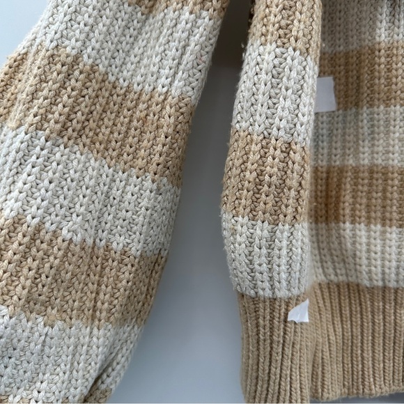 RTR Derek Lam Collective Button Cowl Neck Tan & Cream Striped Sweater Sz M - Picture 10 of 16